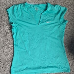 Nike Women's Aqua V-Neck Short Sleeve Athletic Tee